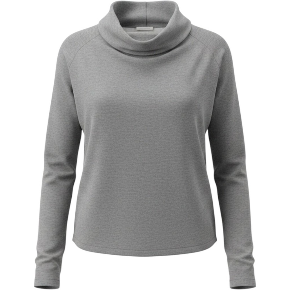 Uniqlo Womens Grey Mock Neck Long Sleeve Knit Top Size L Relaxed Fit 1441